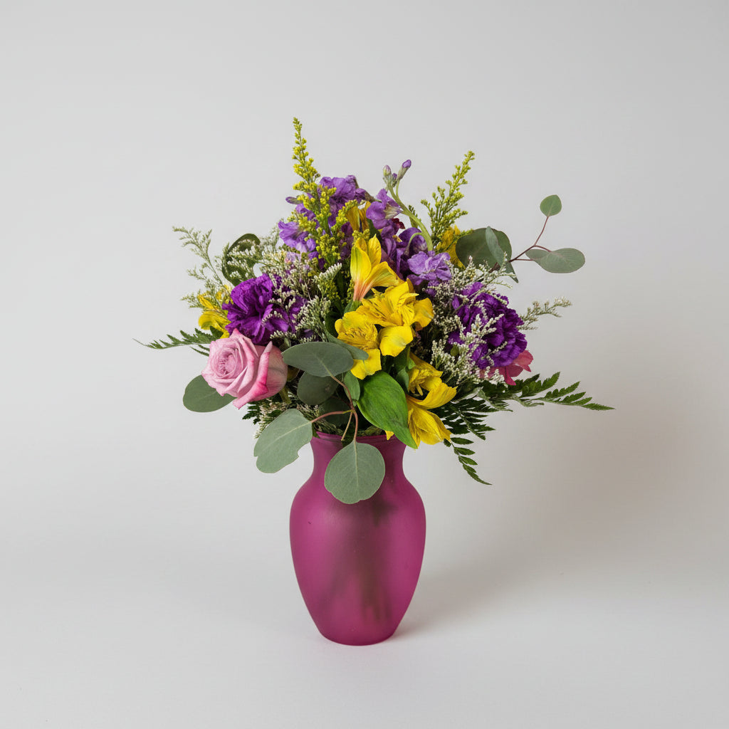 Purple Sunshine Bouquet in a Vase