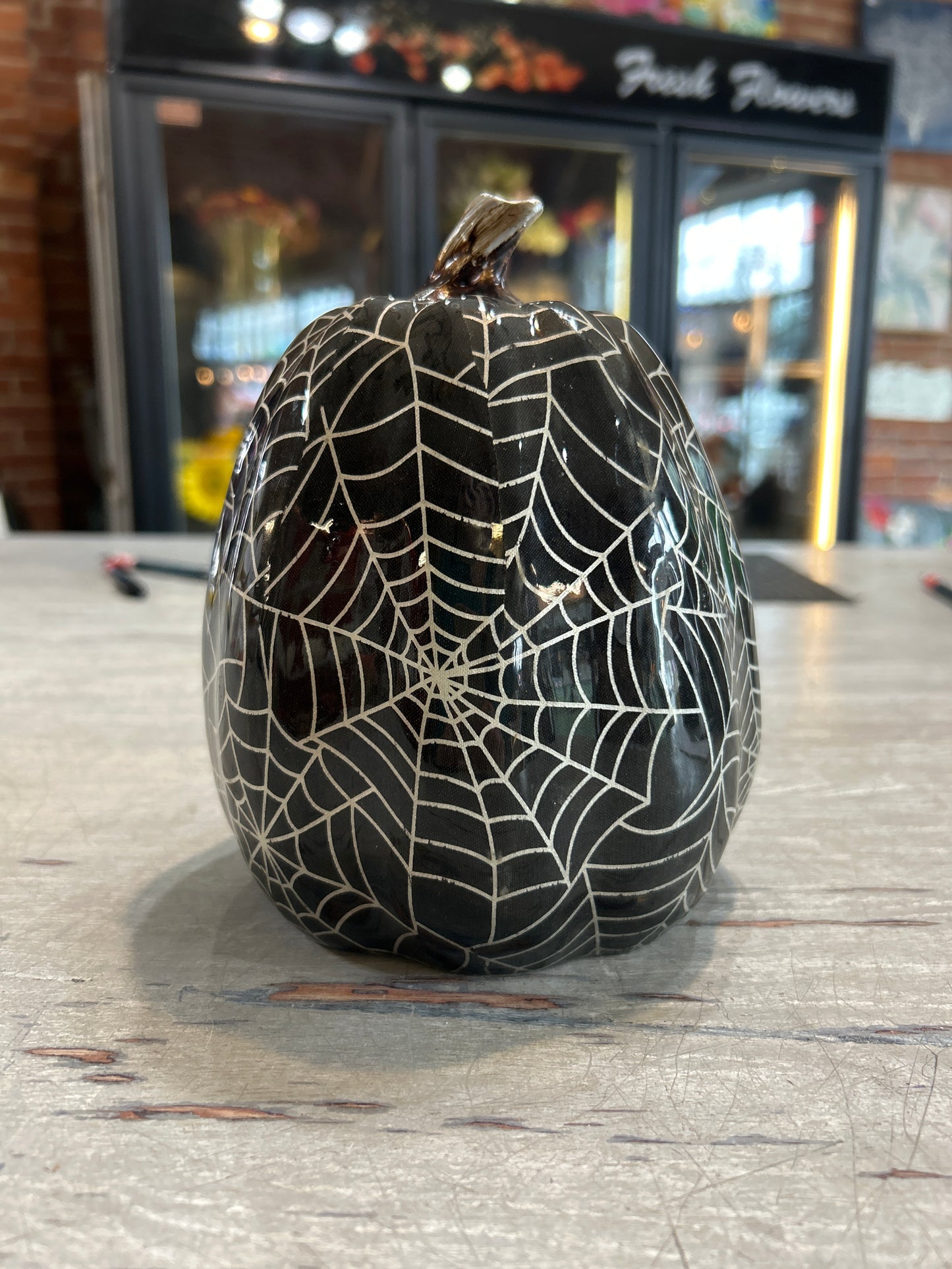 Black Spiderweb Resin Pumpkin and Gourd Set