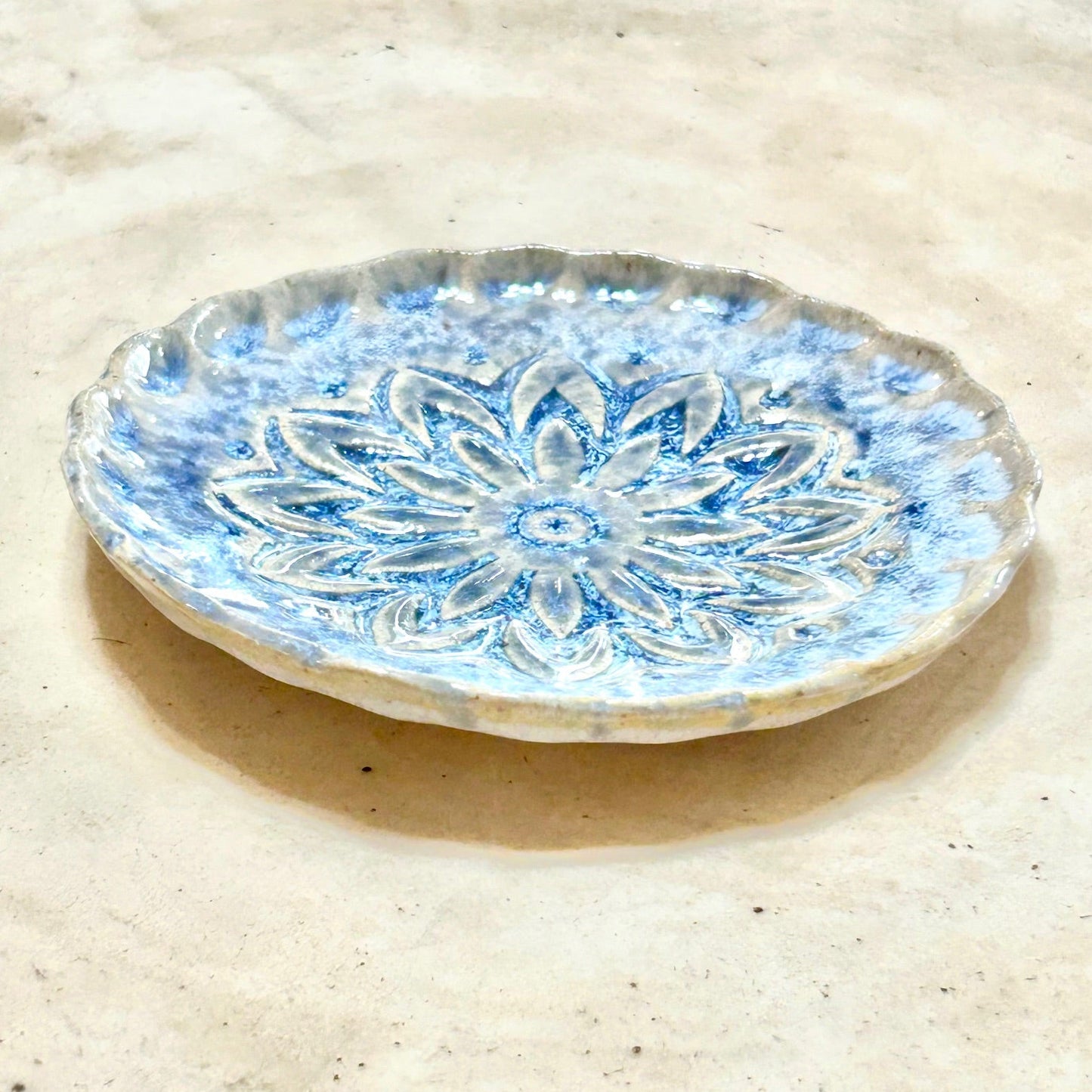 Handmade Ceramic Trinket Dish – Jewelry Dish Beach & Floral