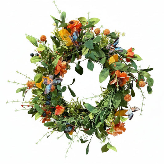 Citrus Flutter Garden - Spring Silk Flower Wreath