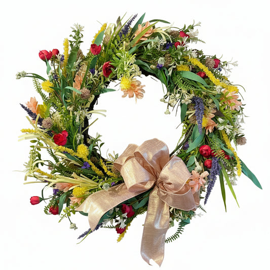 Rainbow Wildflower - Spring Silk Flower Wreath
