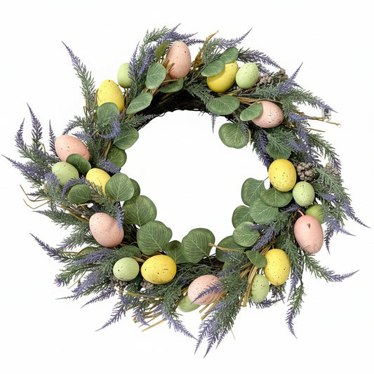 Lavender Easter Basket - Spring Silk Flower Wreath