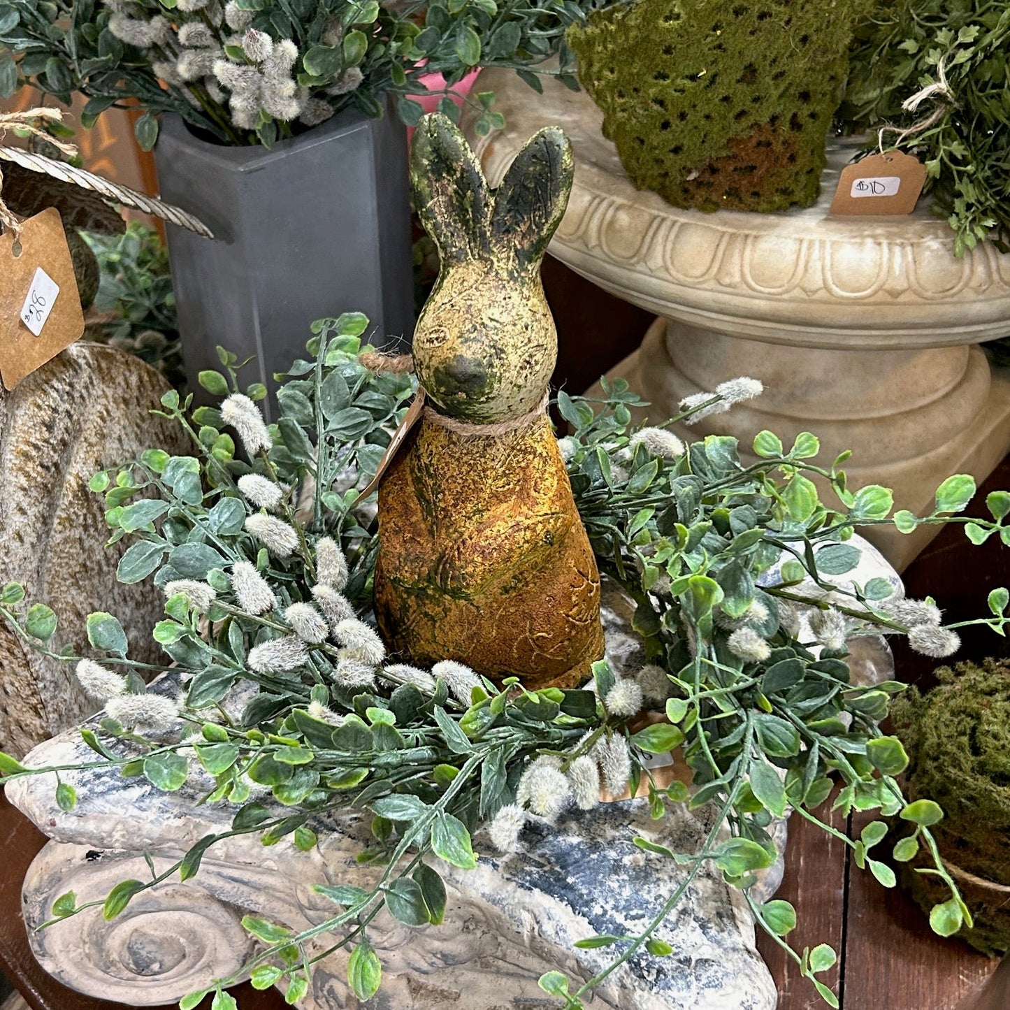 Ceramic Bunny Decor - Floral etched