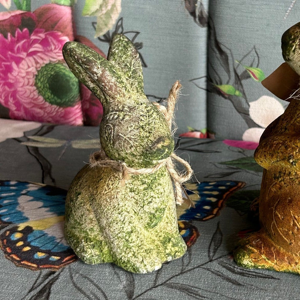Ceramic Bunny Decor - Floral etched