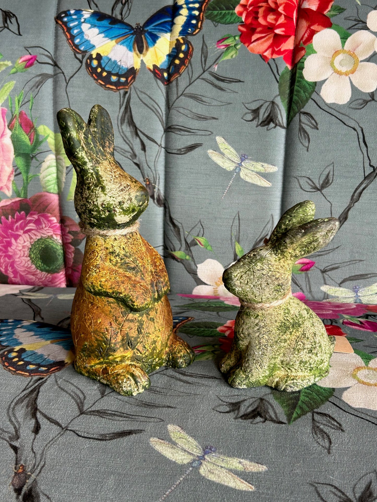Ceramic Bunny Decor - Floral etched