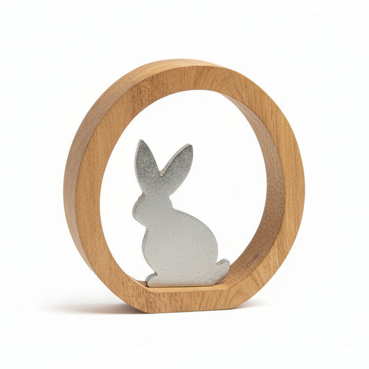 Wood and Metal Easter Bunny Sculpture Décor