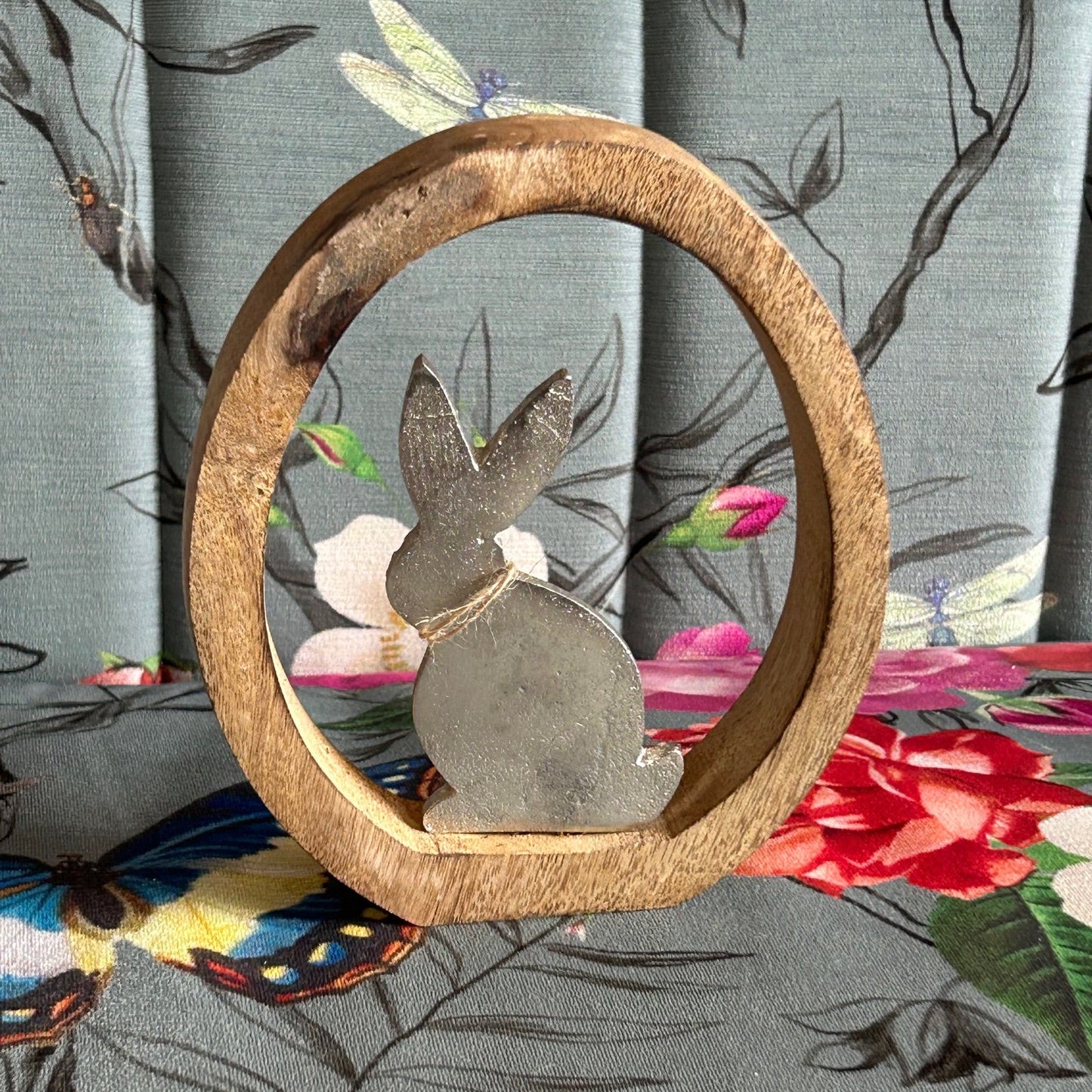 Wood and Metal Easter Bunny Sculpture Décor