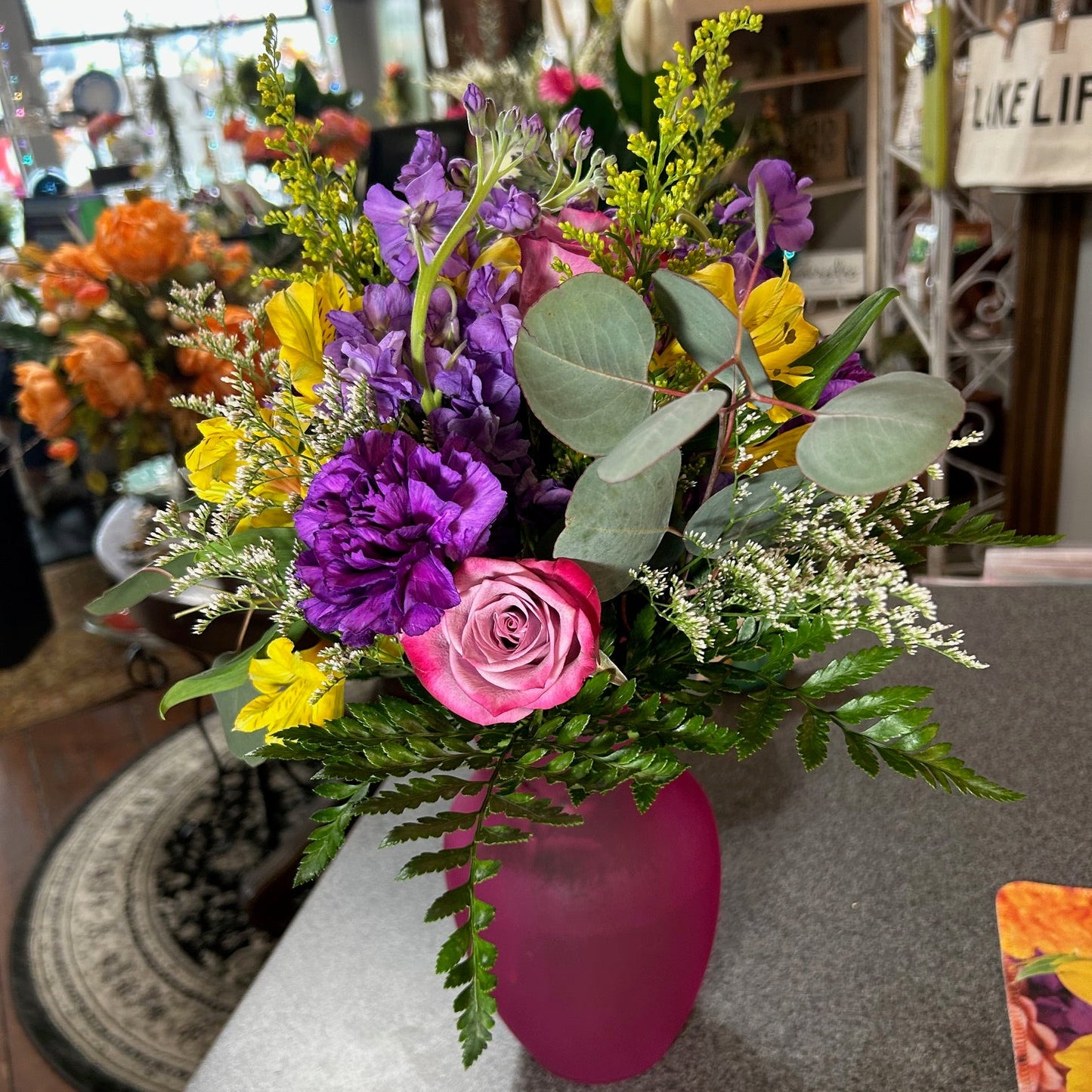 Purple Sunshine Bouquet in a Vase