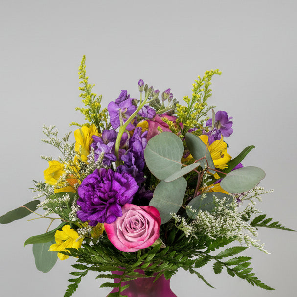 Purple Sunshine Bouquet in a Vase