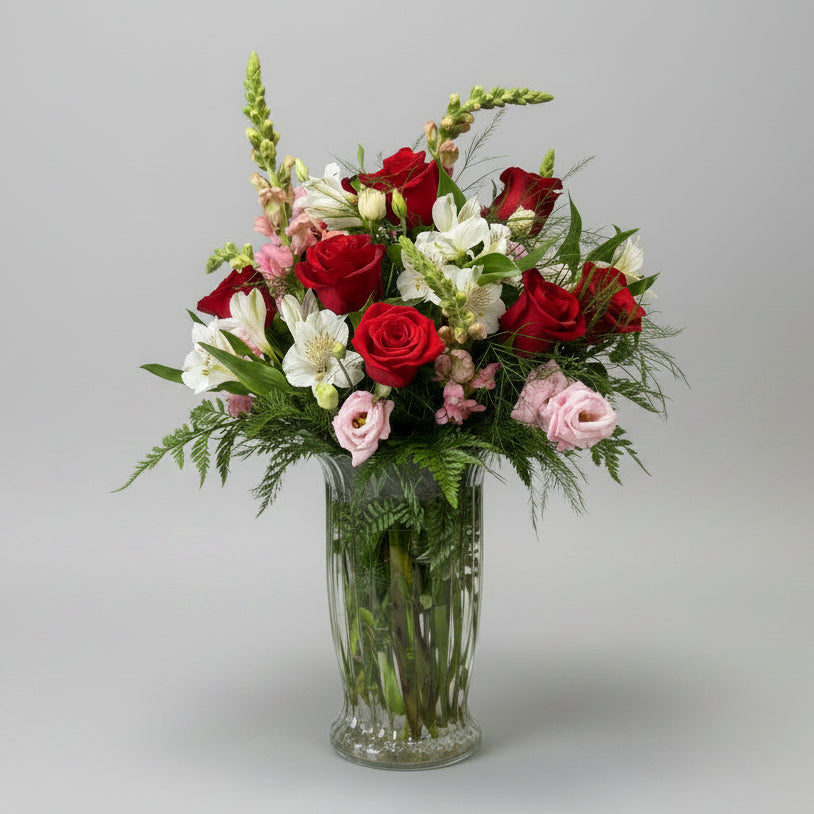 Blushing Romance Bouquet in a Vase