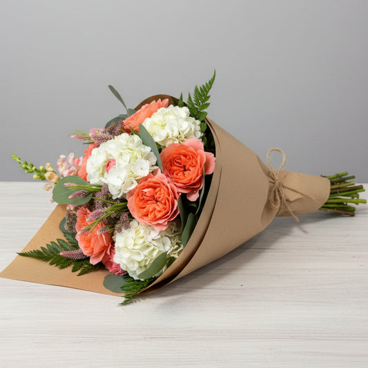 Luxury Blush & Buttercream Bouquet Wrapped