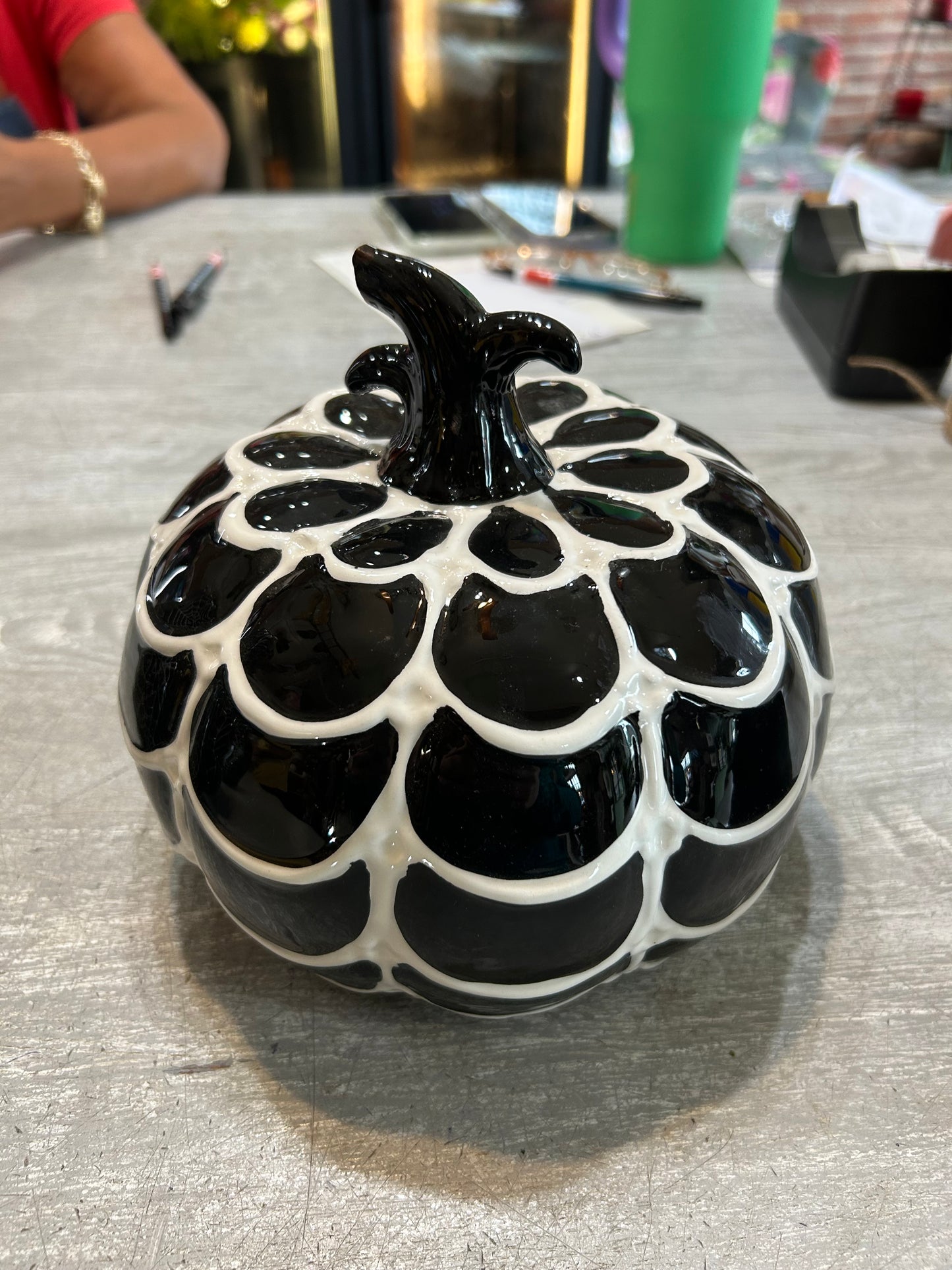 Black Spiderweb Ceramic Pumpkin