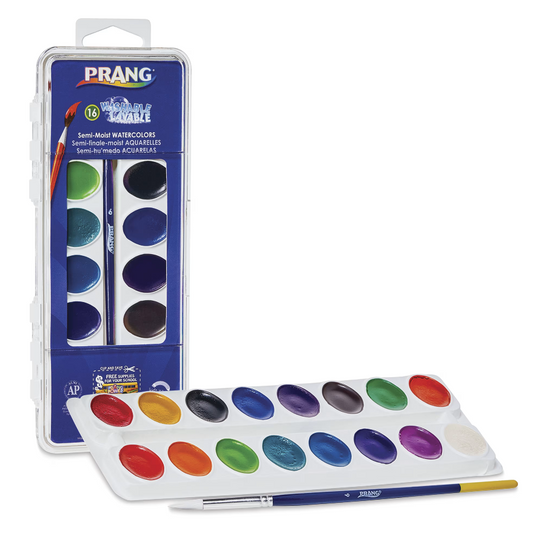 Prang Washable Watercolors - 16 Assorted Colors, Oval Pans
