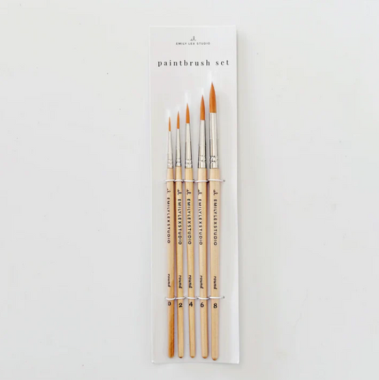 Watercolor Paintbrush Set of Five Wood Brushes - Emily Lex