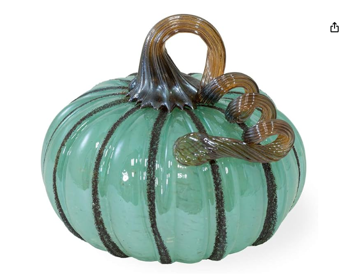 Seafoam Green Hand-Blown Glass Pumpkins