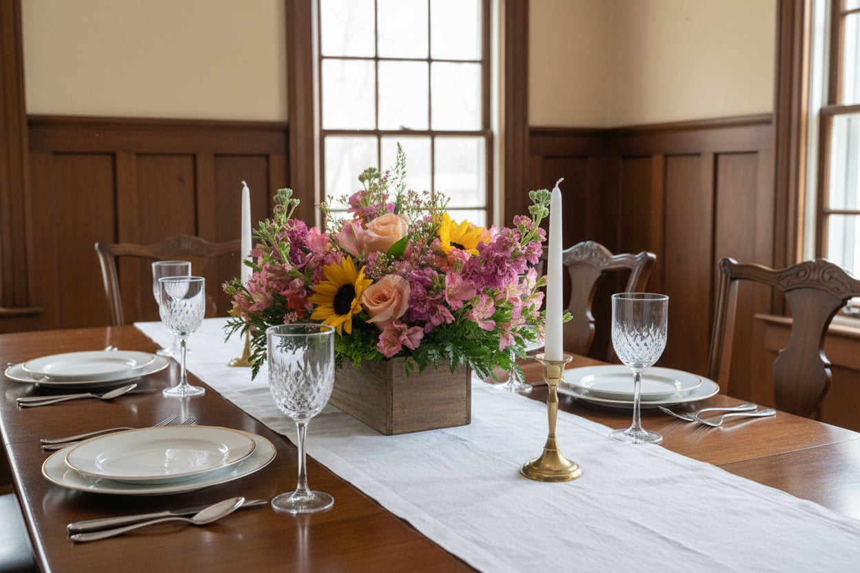 Spring it up centerpiece - Wooden Rectangle Box