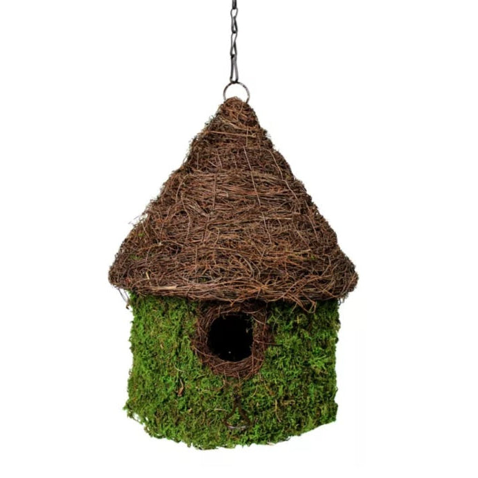 Rustic Woven Twig and Moss Birdhouse - Large