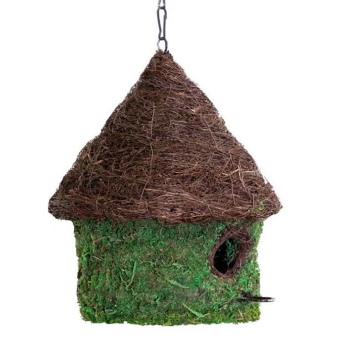 Rustic Woven Twig and Moss Birdhouse - Large